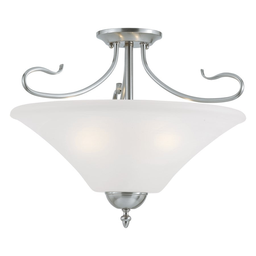 Atlas Lighting Elipse 19in 3-Light Pendant | Traditional Brushed Nickel and White Frosted Glass | Kitchen Island & Dining Room | Model CL11767-NK
