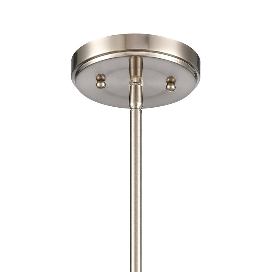 Atlas Lighting Regalia 18in 1-Light Pendant | Transitional Satin Nickel and White Linen Fabric Shade | Kitchen Island & Dining | Model CL11817-NK