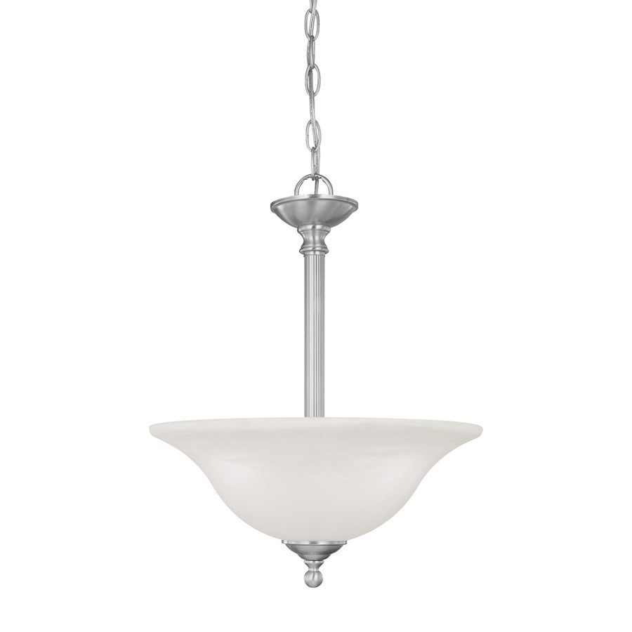 Atlas Lighting Riva 16in 3-Light Pendant | Transitional Brushed Nickel and White Glass | Kitchen Island & Dining Room | Model CL11818-NK