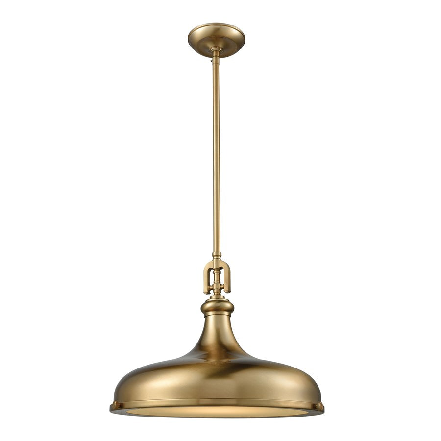Atlas Lighting Rutherford 18in 1-Light Pendant | Transitional Satin Brass and Brass Metal | Kitchen Island & Dining Room | Model CL11820-BS