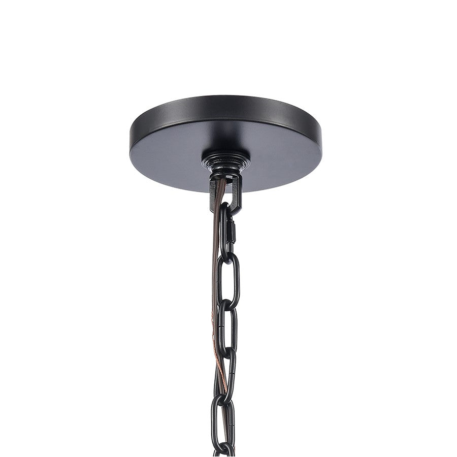 Atlas Lighting Solace 18in 5-Light Pendant | Matte Black Metal and Clear Ripple Glass | Dining Room & Kitchen Island | Model CL11827-BK