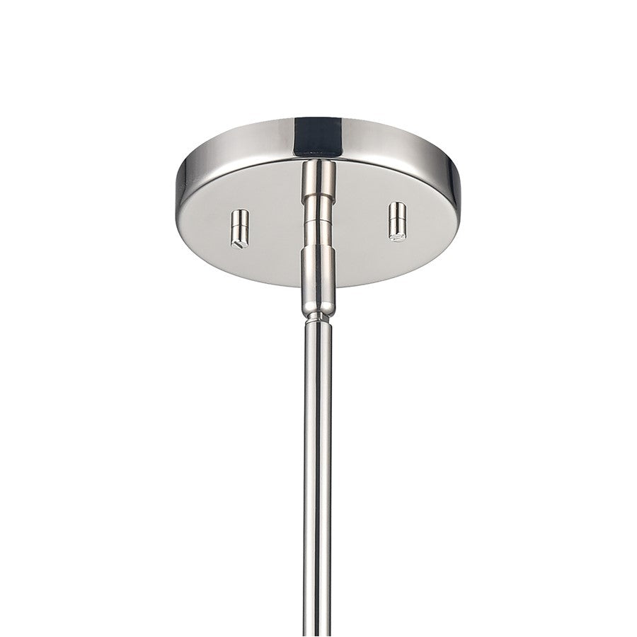Atlas Lighting Somerville 12in 1-Light Pendant | Transitional Gloss White and Polished Nickel Metal | Kitchen Island & Dining | Model CL11828-WH1
