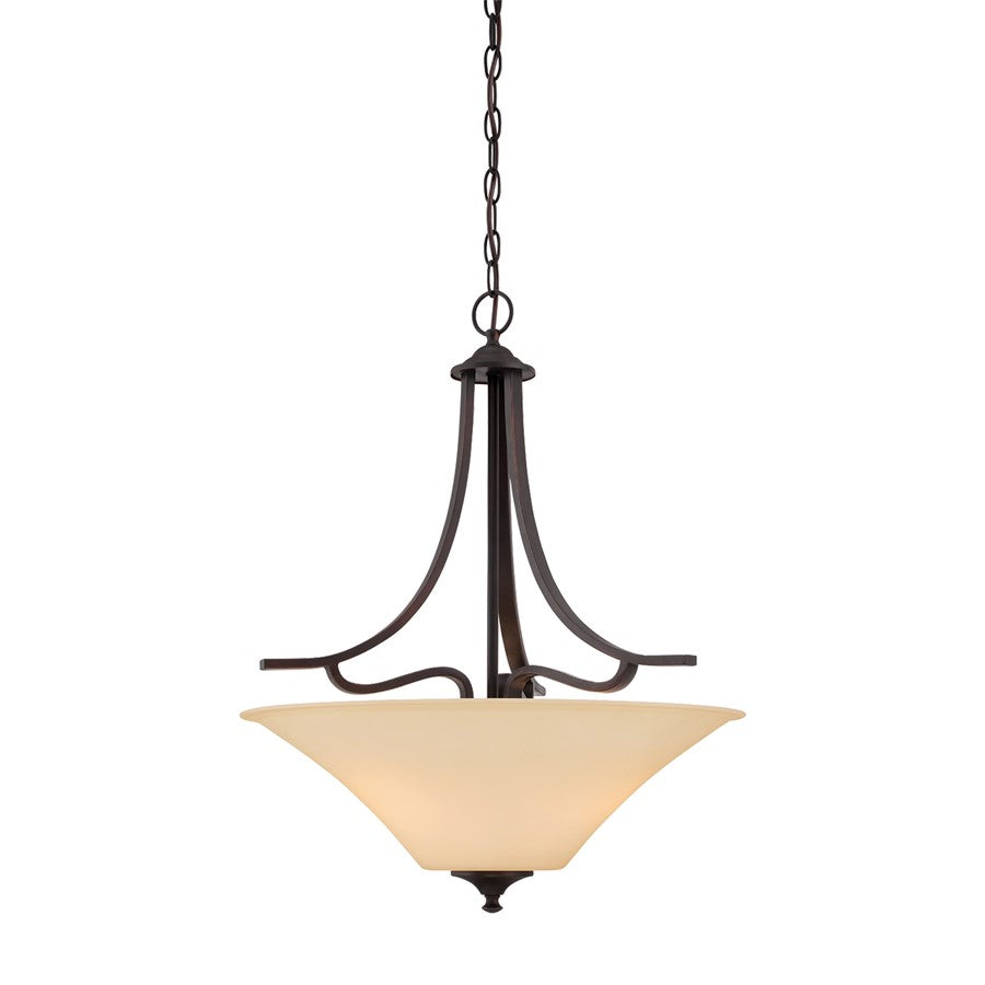 Atlas Lighting Treme 20in 3-Light Pendant | Traditional Espresso and Amber Glass | Kitchen Island & Dining Room | 20 x 20 x 20 in | Model CL11837-BN