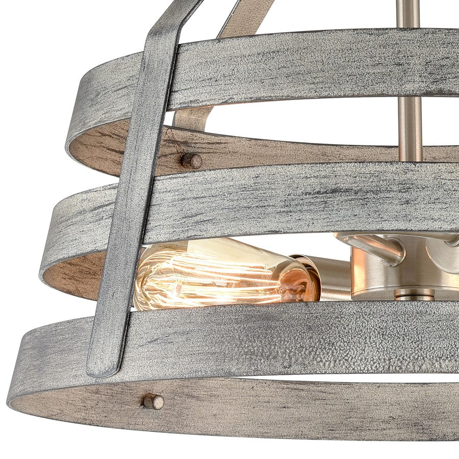 Atlas Lighting Brigantine 15in 2-Light Semi-Flush Mount | Transitional Weathered Gray and Satin Nickel Metal | Entryway & Hallway | Model CL11865-GY