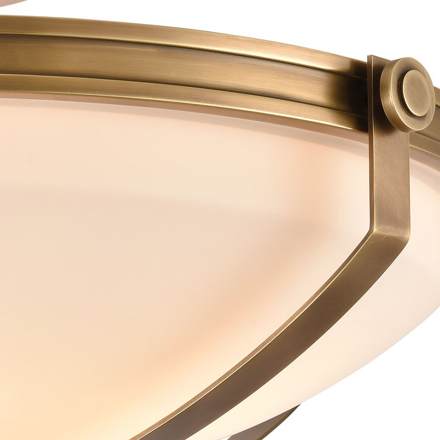 Atlas Lighting Connelly 23in 4-Light Semi Flush Mount | Traditional Natural Brass and White Glass | Dining Room & Living Room | Model CL11879-BS