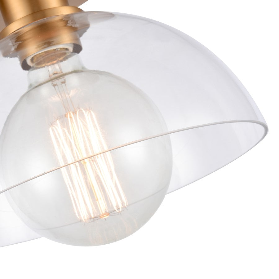 Atlas Lighting Julian 10in 1-Light Semi Flush Mount | Transitional Brushed Gold and Clear Glass | Entryway & Hallway | Model CL11896-GD