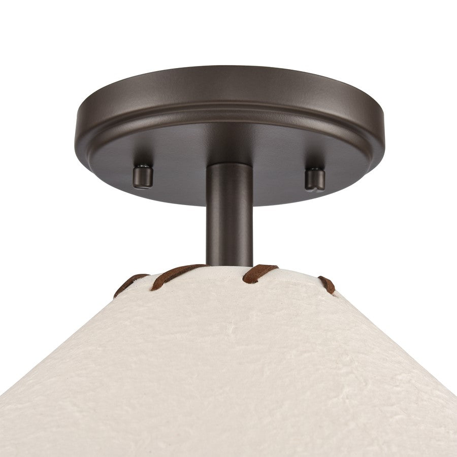 Atlas Lighting Marion 14in 1-Light Semi Flush Mount | Transitional Oil Rubbed Bronze and Natural Parchment | Lodge & Southwestern | Model CL11899-BZ
