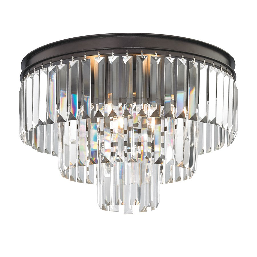 Atlas Lighting Palacial 19in 3-Light Semi-Flush Mount | Traditional Oil Rubbed Bronze and Clear Crystal | Dining Room & Entryway | Model CL11906-BZ