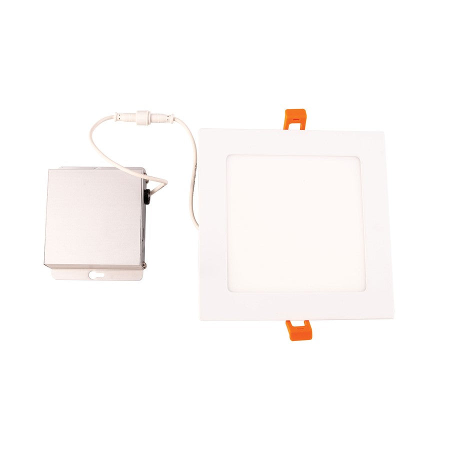 Atlas Lighting Mercury 6.75in 1-Light LED Square Recessed Light | Modern White Metal | Kitchen & Hallway Ceiling | 1200 Lumens | Model CL11969-WH