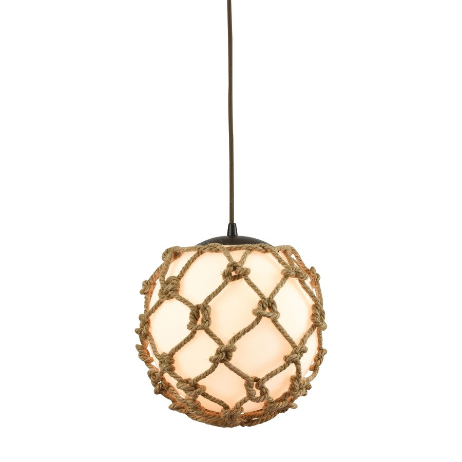 Atlas Lighting Coastal Inlet 11in 1-Light Pendant | Transitional Oil Rubbed Bronze and White Glass | Kitchen Island & Dining Room | Model CL12147-BZ2