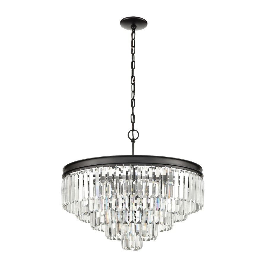Atlas Lighting Palacial 24'' Wide 6Lt Chandelier, Bronze/Clear