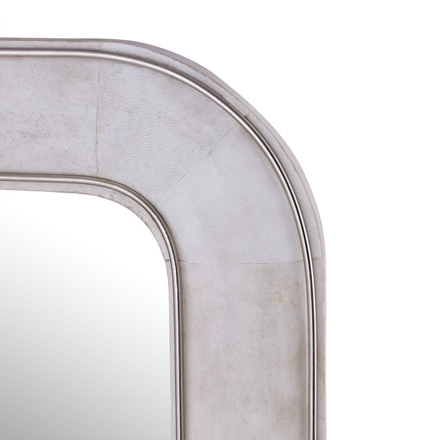 Atlas Lighting Burton 32x48in Rectangular Wall Mirror | Parchment Frame with Nickel Accents | Entryway & Bedroom Accent | Model MI11020-01