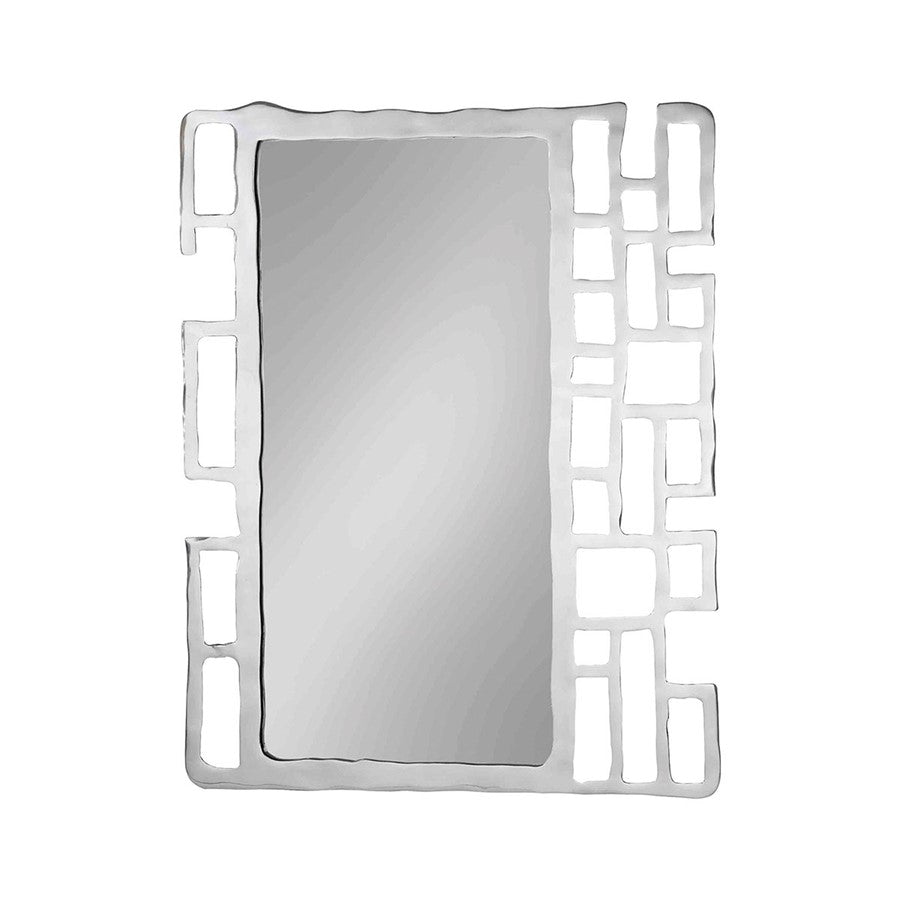 Atlas Lighting Camryn 31in x 38in Wall Mirror | Silver Metal Geometric Frame | Living Room & Entryway Statement | 31 x 1 x 38 in | Model MI11023-01