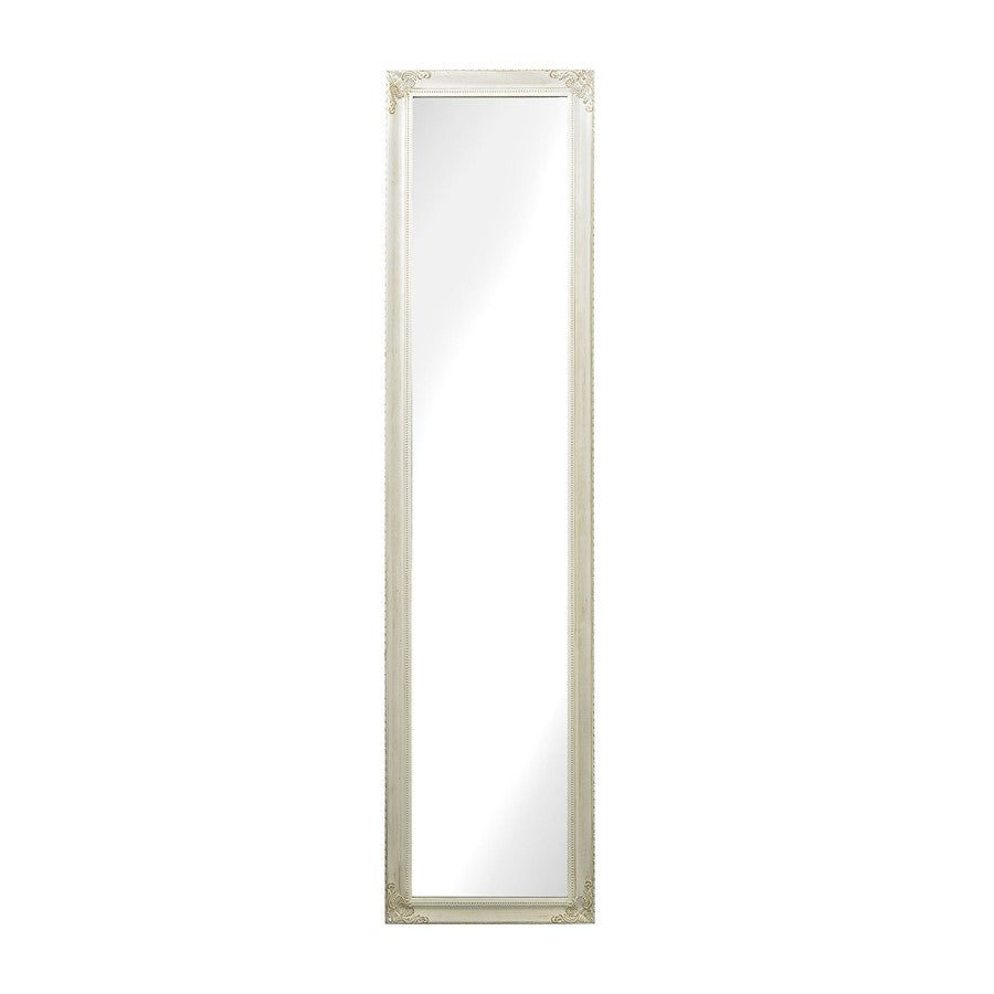 Atlas Lighting Masalia 63in Floor Mirror | Antique White Wood Frame | Bedroom & Dressing Room Accent | 15 x 1 x 63 in | Model MI11064-01