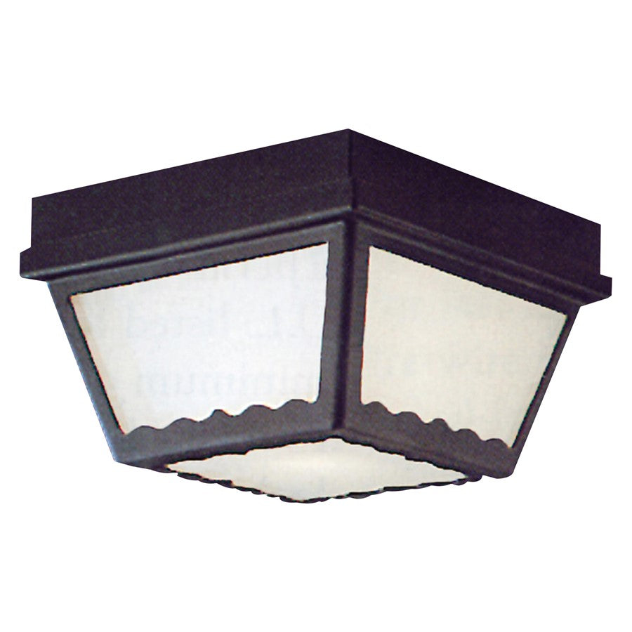 Atlas Lighting Wavy 9.5in 2-Light Outdoor Flush Mount | Transitional Black and White Glass | Covered Patio & Entryway | Model OL11015-BK