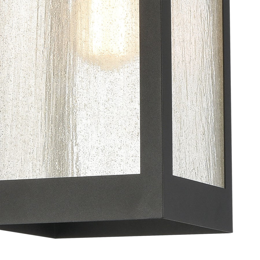 Atlas Lighting Angus 7in 1-Light Outdoor Pendant | Transitional Charcoal and Clear Seeded Glass | Covered Patio & Entryway | Model OL11016-BK