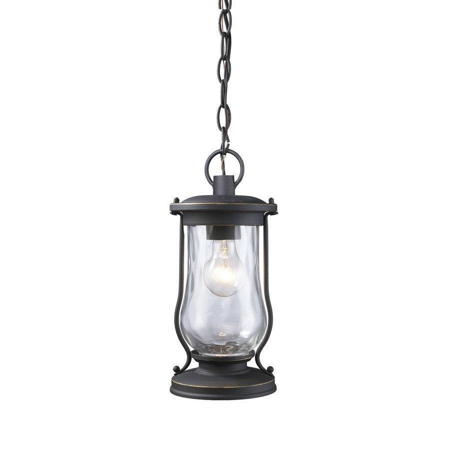 Atlas Lighting Farmstead 6in 1-Light Outdoor Pendant | Traditional Matte Black and Clear Glass | Covered Porch & Entryway | Model OL11030-BK