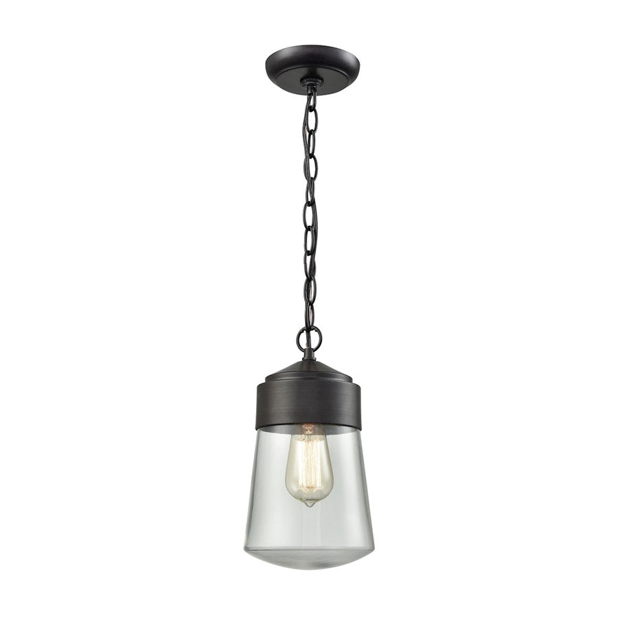 Atlas Lighting Mullen Gate 6in 1-Light Outdoor Pendant | Transitional Oil Rubbed Bronze and Clear Glass | Covered Patio & Entryway | Model OL11038-BZ