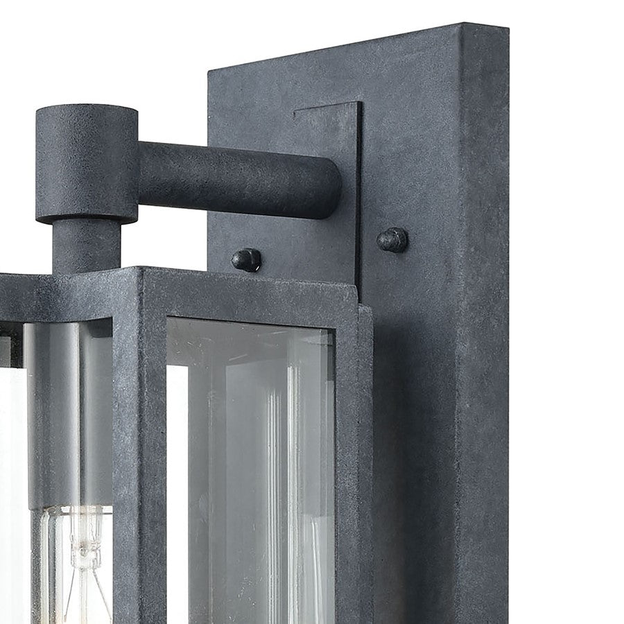 Atlas Lighting Bianca 13in 1-Light Outdoor Sconce | Transitional Aged Zinc and Clear Glass | Porch & Entryway | 6 x 7 x 13 in | Model OL11072-GY