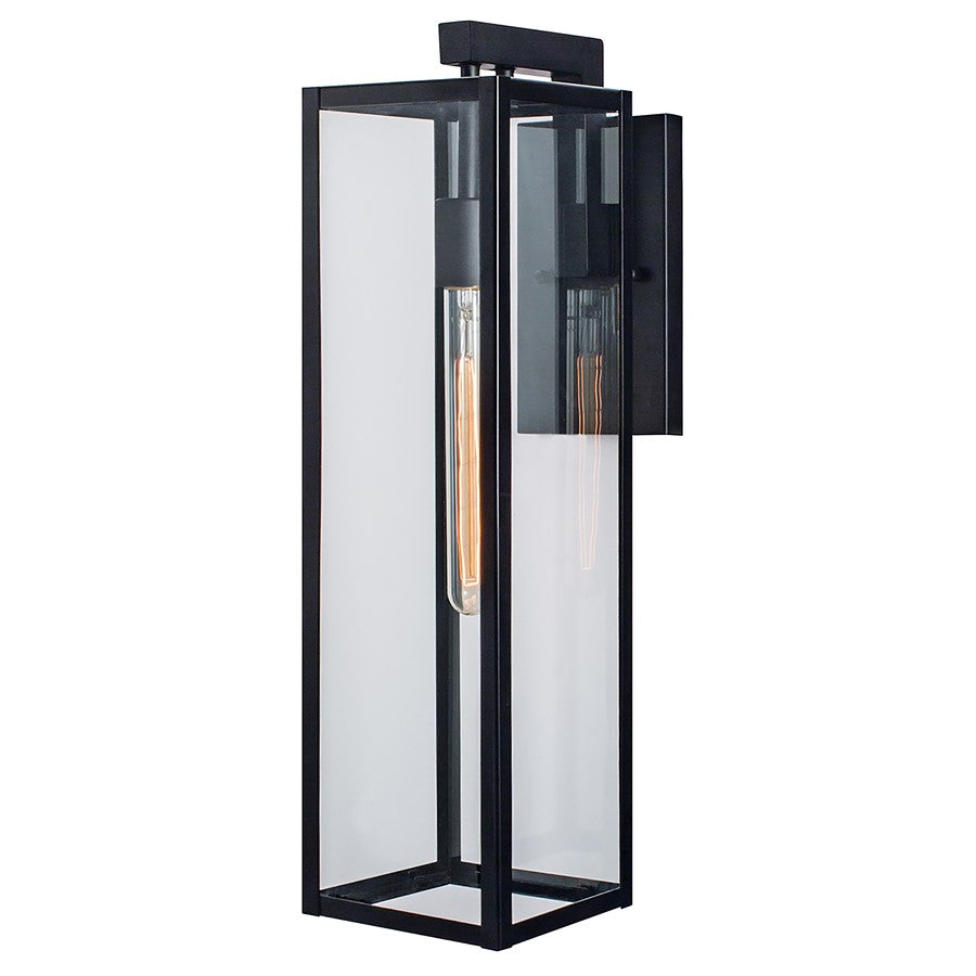Atlas Lighting Capture 21in 1-Light Outdoor Sconce | Transitional Matte Black and Clear Glass | Entryway & Porch | Model OL11089-BK