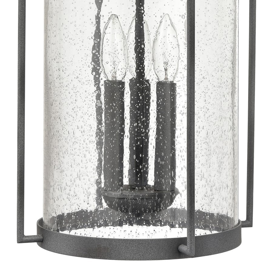 Atlas Lighting Catalonia 24in 3-Light Outdoor Sconce | Traditional Distressed Zinc and Clear Seeded Glass | Porch & Garage | Model OL11094-GY