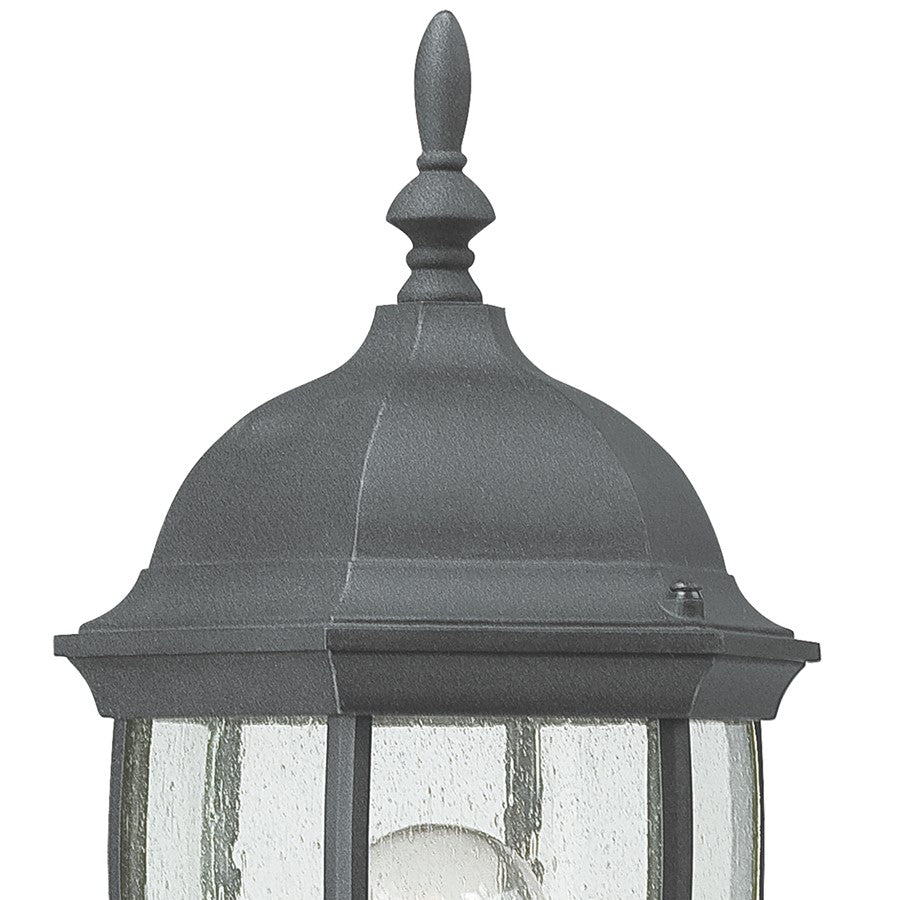 Atlas Lighting Covington 21.5in 1-Light Outdoor Sconce | Traditional Black and Clear Seeded Glass | Porch & Entryway | Model OL11109-BK