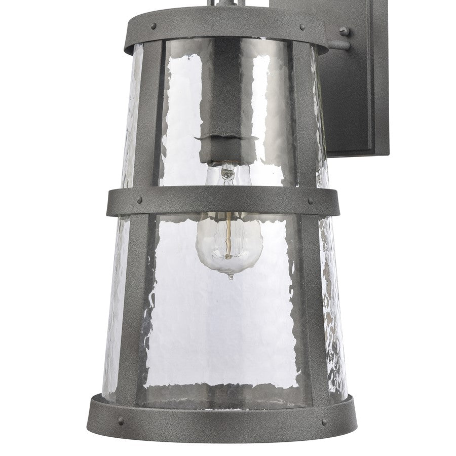 Atlas Lighting Dakota 18in 1-Light Outdoor Sconce | Traditional Distressed Zinc Metal and Clear Hammered Glass | Covered Patio | Model OL11119-GY
