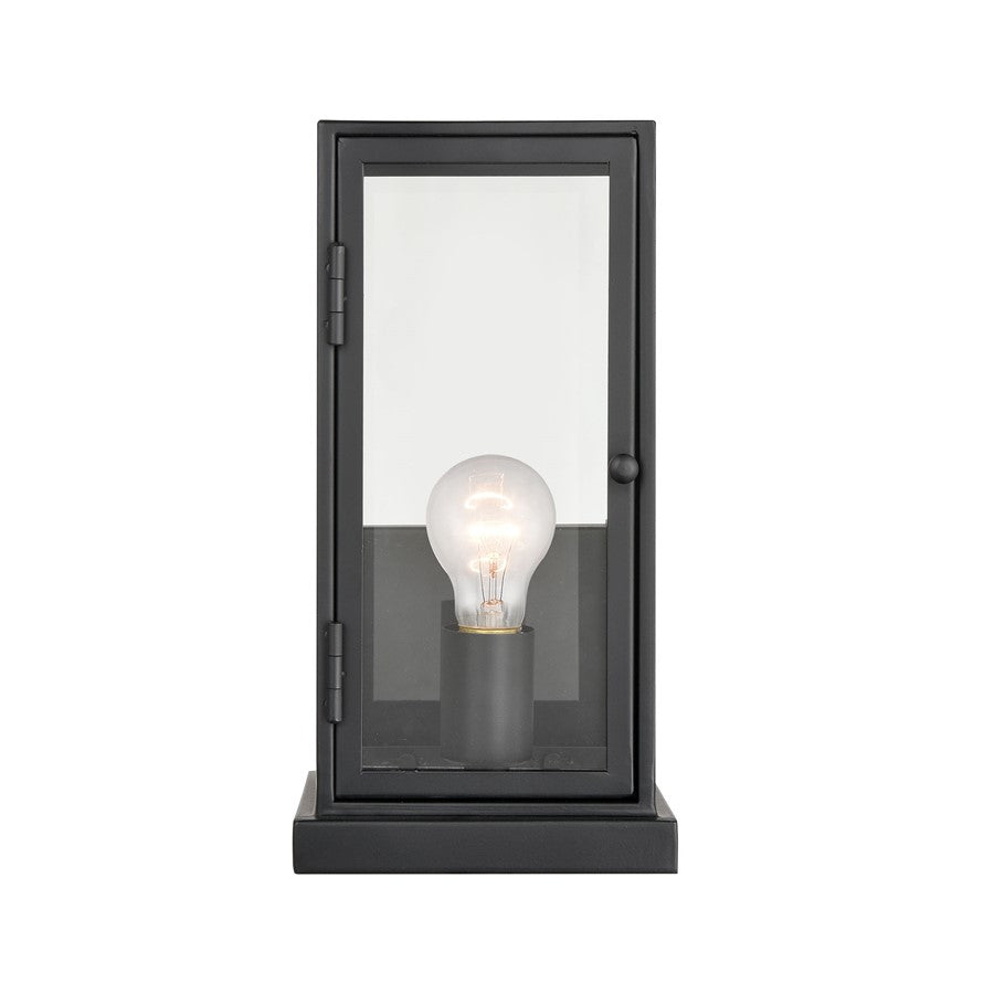 Atlas Lighting Foundation 6in 1-Light Outdoor Sconce | Transitional Matte Black Metal and Clear Glass | Entryway & Covered Patio | Model OL11139-BK