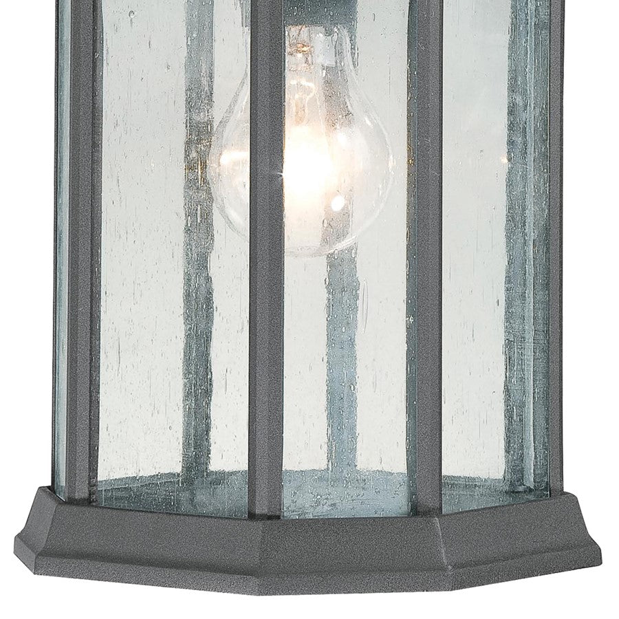 Atlas Lighting Hawthorne 14in 1-Light Outdoor Wall Sconce | Traditional Black and Clear Seeded Glass | Porch & Entryway | Model OL11150-BK