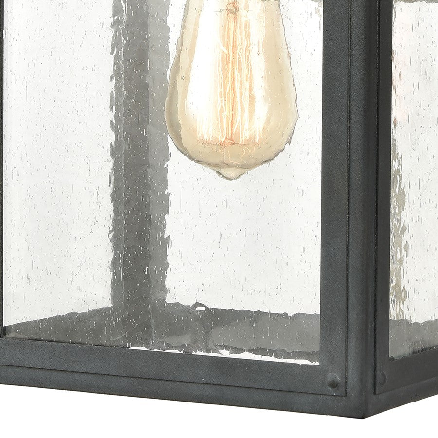Atlas Heritage Hills 19in 1-Light Outdoor Sconce | Traditional Aged Zinc and Clear Seeded Glass | Entryway & Covered Patio | Model OL11155-GY