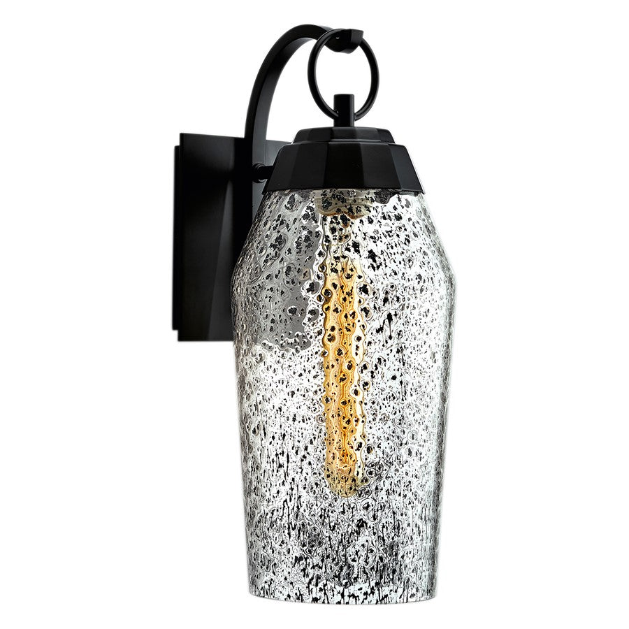 Atlas Lyrids 14in 1-Light Outdoor Sconce | Transitional Matte Black and Clear Inclusion Glass | Porch & Patio | 8 x 5 x 14 in | Model OL11170-BK