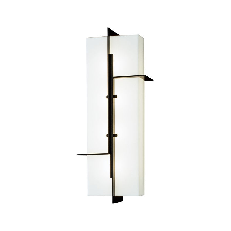 Atlas Lighting Matrix 18in LED Outdoor Sconce | Modern Matte Black and White Acrylic | Entryway & Covered Patio | 18 x 7 x 18 in | Model OL11178-BK