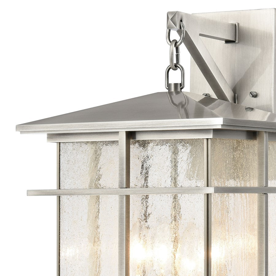 Atlas Lighting Oak Park 20in 4-Light Outdoor Sconce | Transitional Antique Brushed Aluminum and Clear Glass | Entryway & Porch | Model OL11192-SV