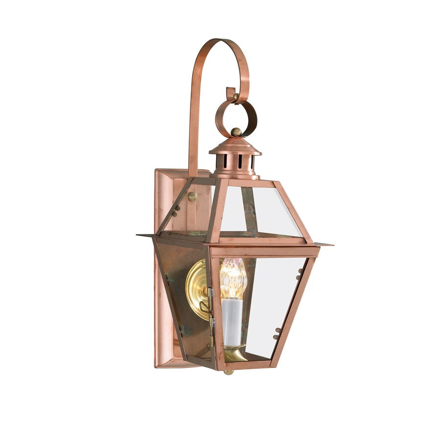 Atlas Lighting Olde Colony 22in 1-Light Outdoor Sconce | Traditional Copper and Clear Glass Lantern | Porch & Entryway | Model OL11195-CO