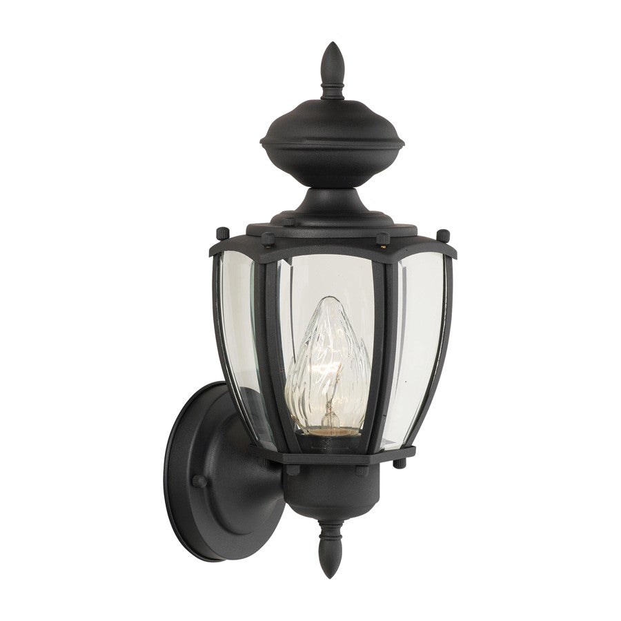 Atlas Lighting Park Avenue 12in 1-Light Outdoor Sconce | Traditional Black Metal Lantern | Entryway & Porch | 5.5 x 6 x 12 in | Model OL11202-BK
