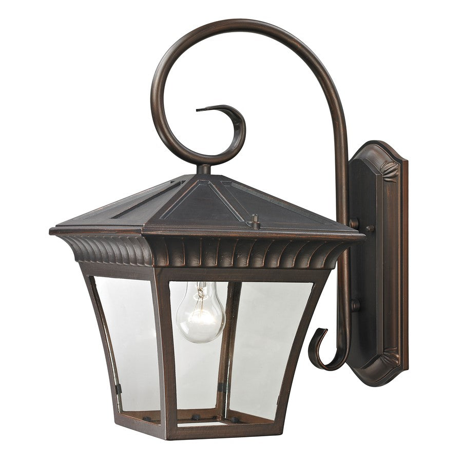 Atlas Lighting Ridgewood 18in 1-Light Outdoor Sconce | Traditional Hazelnut Bronze and Clear Glass | Porch & Garage Entryway | Model OL11215-BZ