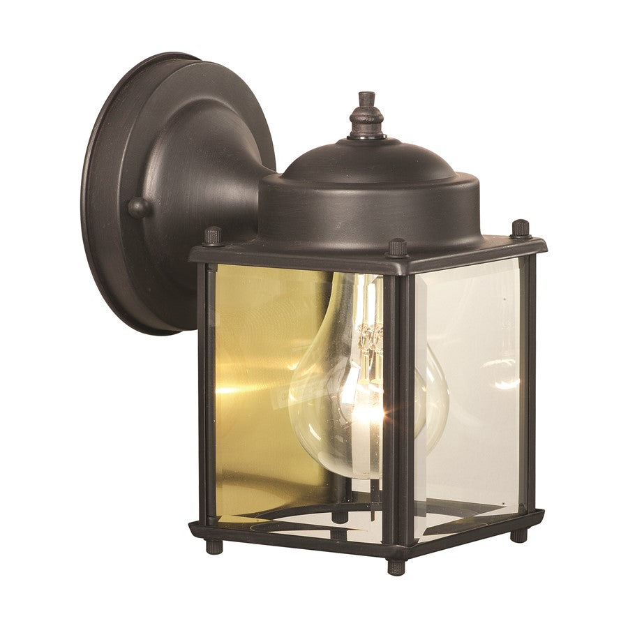Atlas Lighting Tipton 7.5in 1-Light Outdoor Sconce | Traditional Bronze and Clear Glass Lantern | Entryway & Porch | Model OL11224-BZ