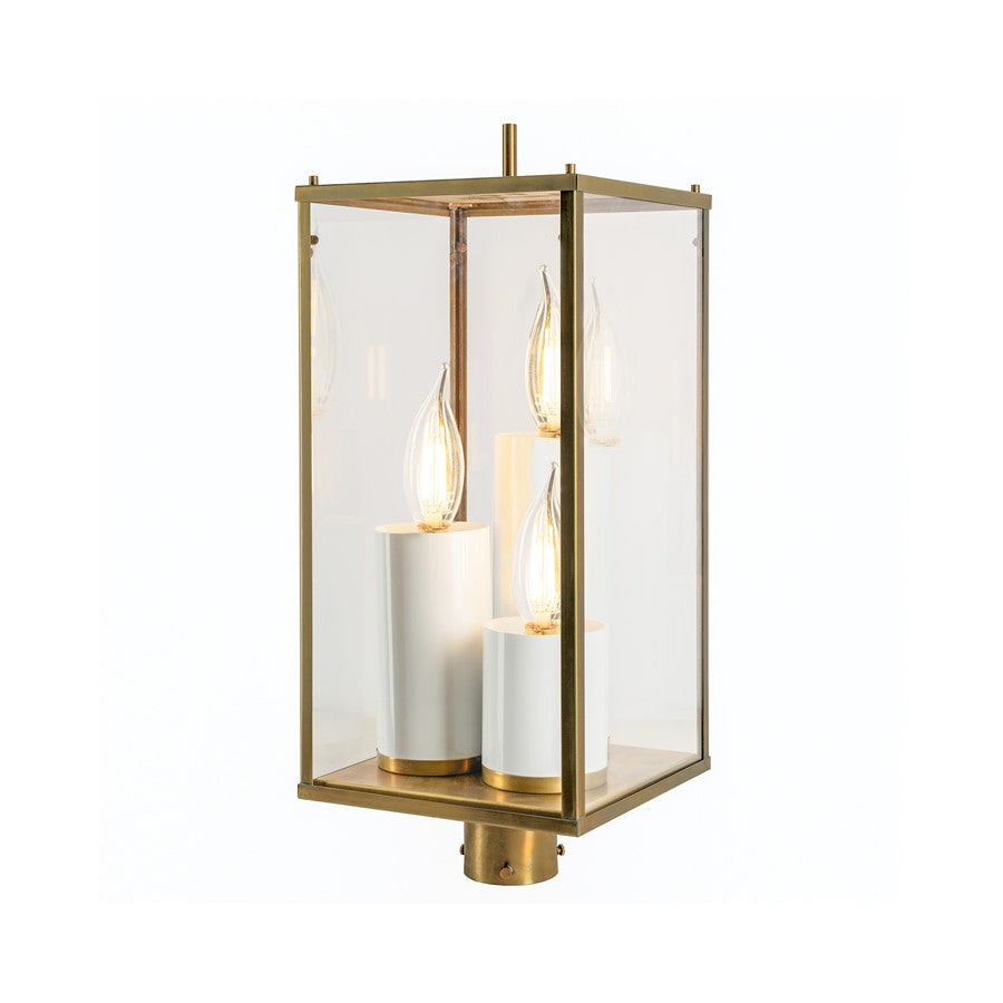 Atlas Lighting Back Bay 3-Light Outdoor Post Light | Transitional Aged Brass and Clear Glass | Driveway & Walkway | Model OL11246-BS