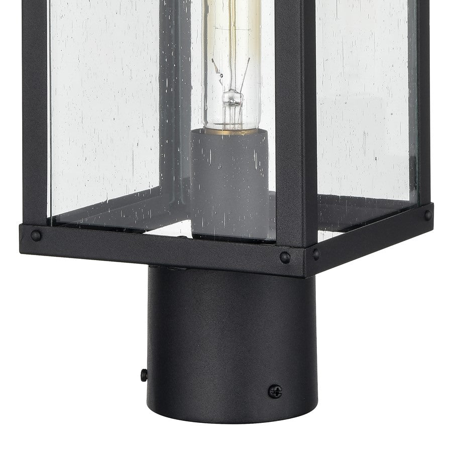 Atlas Lighting Dalton 6in 1-Light Post Light | Transitional Textured Black and Clear Seeded Glass | Driveway & Entryway | Model OL11256-BK