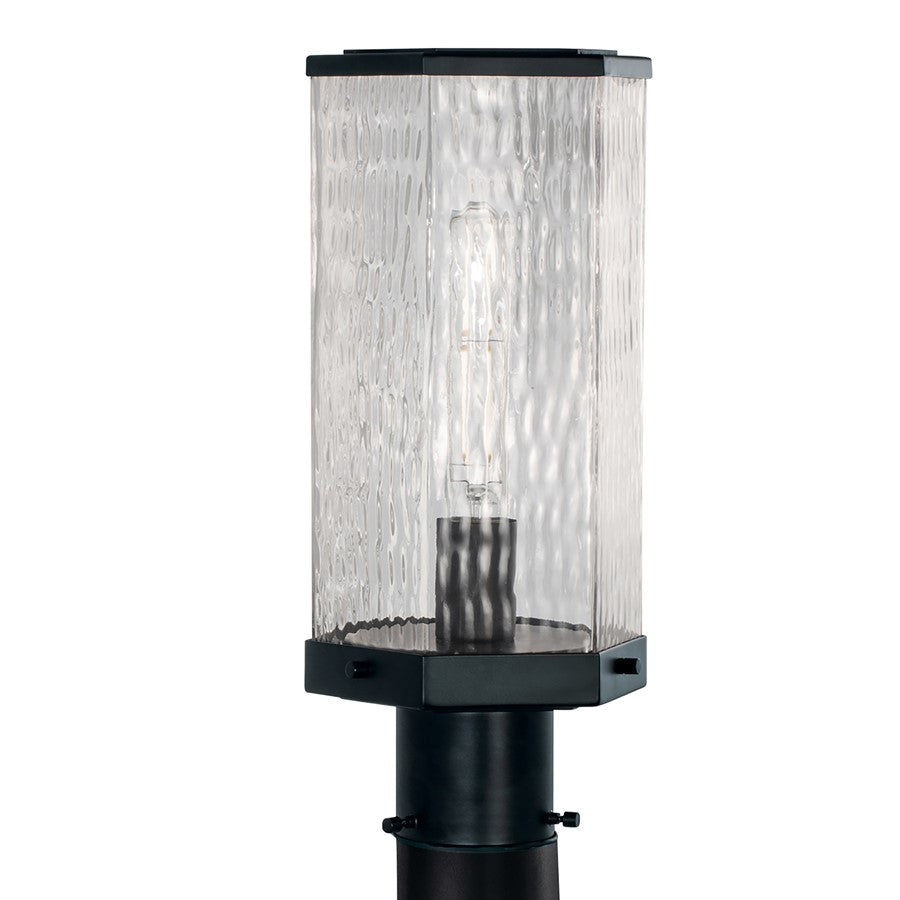 Atlas Lighting Polygon 12in 1-Light Outdoor Post Light | Modern Matte Black and Clear Glass | Driveway & Entryway | 12 x 7 x 12 in | Model OL11273-BK