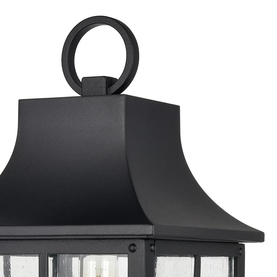 Atlas Lighting Triumph 19.75in 1-Light Outdoor Post Light | Traditional Textured Black and Seeded Glass Lantern | Driveway | Model OL11275-BK