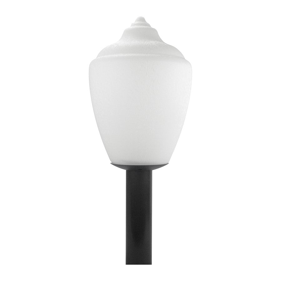 Atlas Lighting Etch 16in 1-Light Outdoor Post Light | Modern Black and White Plastic Shade | Garden & Pathway | 11 x 11 x 16 in | Model OL11304-BK