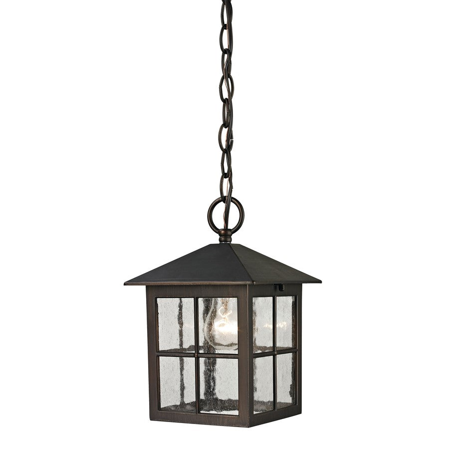 Atlas Lighting Shaker Heights 7in 1-Light Outdoor Pendant | Traditional Hazelnut Bronze and Seeded Glass | Porch & Entryway | Model OL11388-BZ