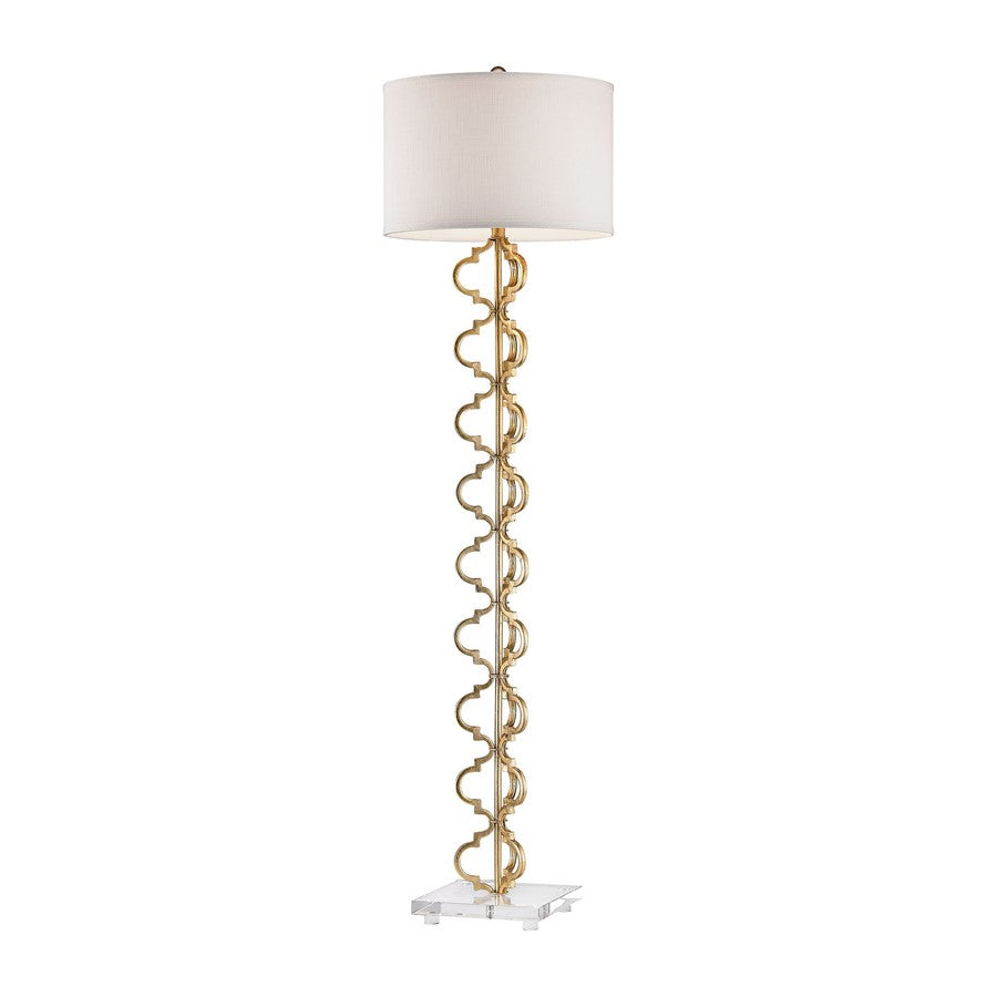 Atlas Lighting Castile 62in 1-Light Floor Lamp | Transitional Gold Leaf and White Fabric | Living Room & Bedroom | 17 x 17 x 62 in | Model PL11006-GD