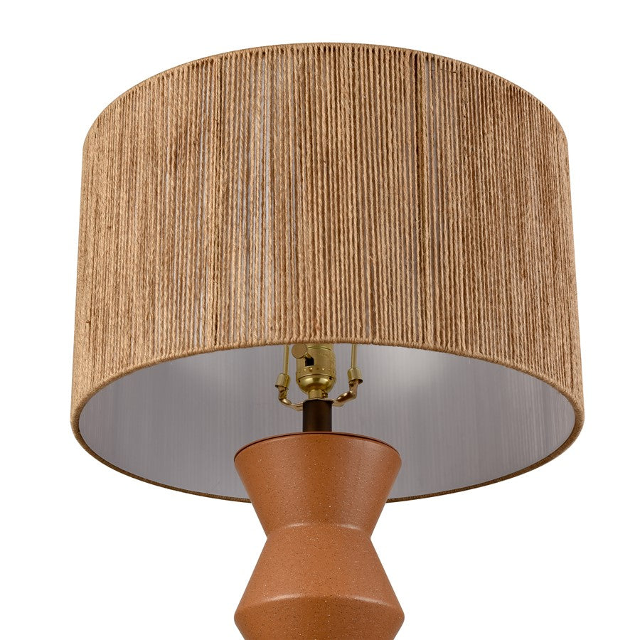 Atlas Lighting Belen 31in 1-Light Table Lamp | Transitional Ochre Earthenware and White Woven Rope Drum Shade | Living Room | Model PL11037-OR