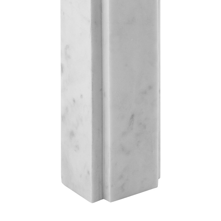 Atlas Lighting Hale 13in 1-Light Table Lamp | White Stone and White Fabric Shade | Living Room & Bedroom | 13 x 8.5 x 22.5 in | Model PL11062-WH