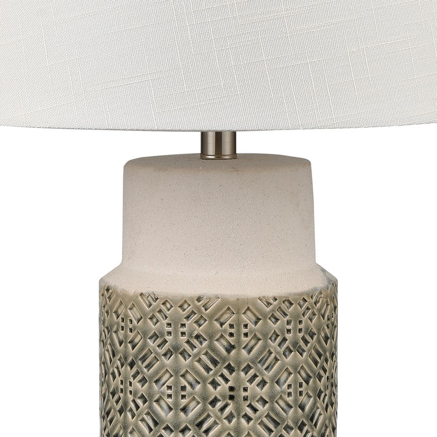 Atlas Lighting Tula 30in 1-Light Table Lamp Set of 2 | Gray Glazed Earthenware and Off White Linen | Living Room & Bedroom | Model PL11111-GYS