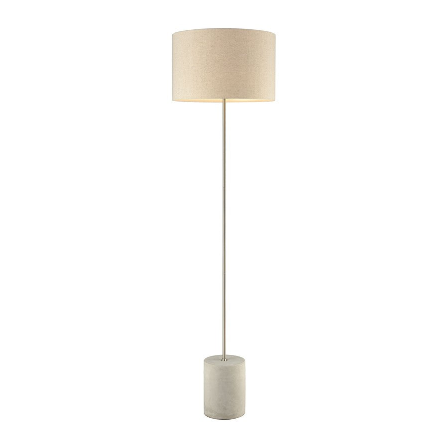 Atlas Lighting Katwijk 64'' High 1Lt Floor Lamp, Nickel/White