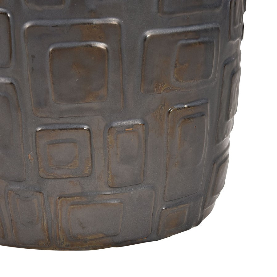 Atlas Lighting Cambeck 14in Round Accent Stool | Blackened Bronze Glazed Earthenware | Living Room & Entryway Seating | Model SE11008-01
