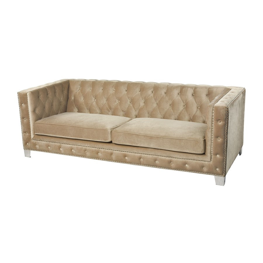 Atlas Lighting Concepcion 85in Sofa | Transitional Champagne Gold Velvet and Chrome | Living Room & Family Room Seating | Model SE11012-01